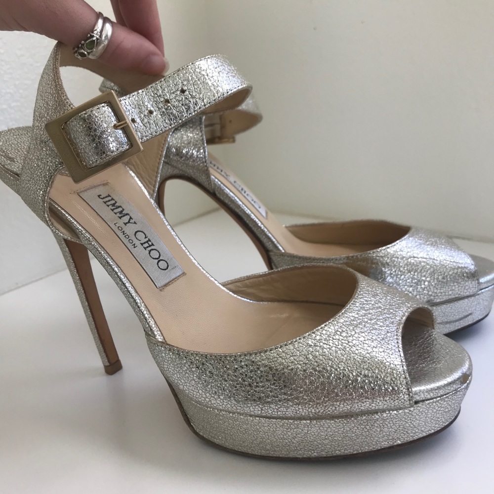 JIMMY CHOO Gold/Silver Metallic Heel Pumps